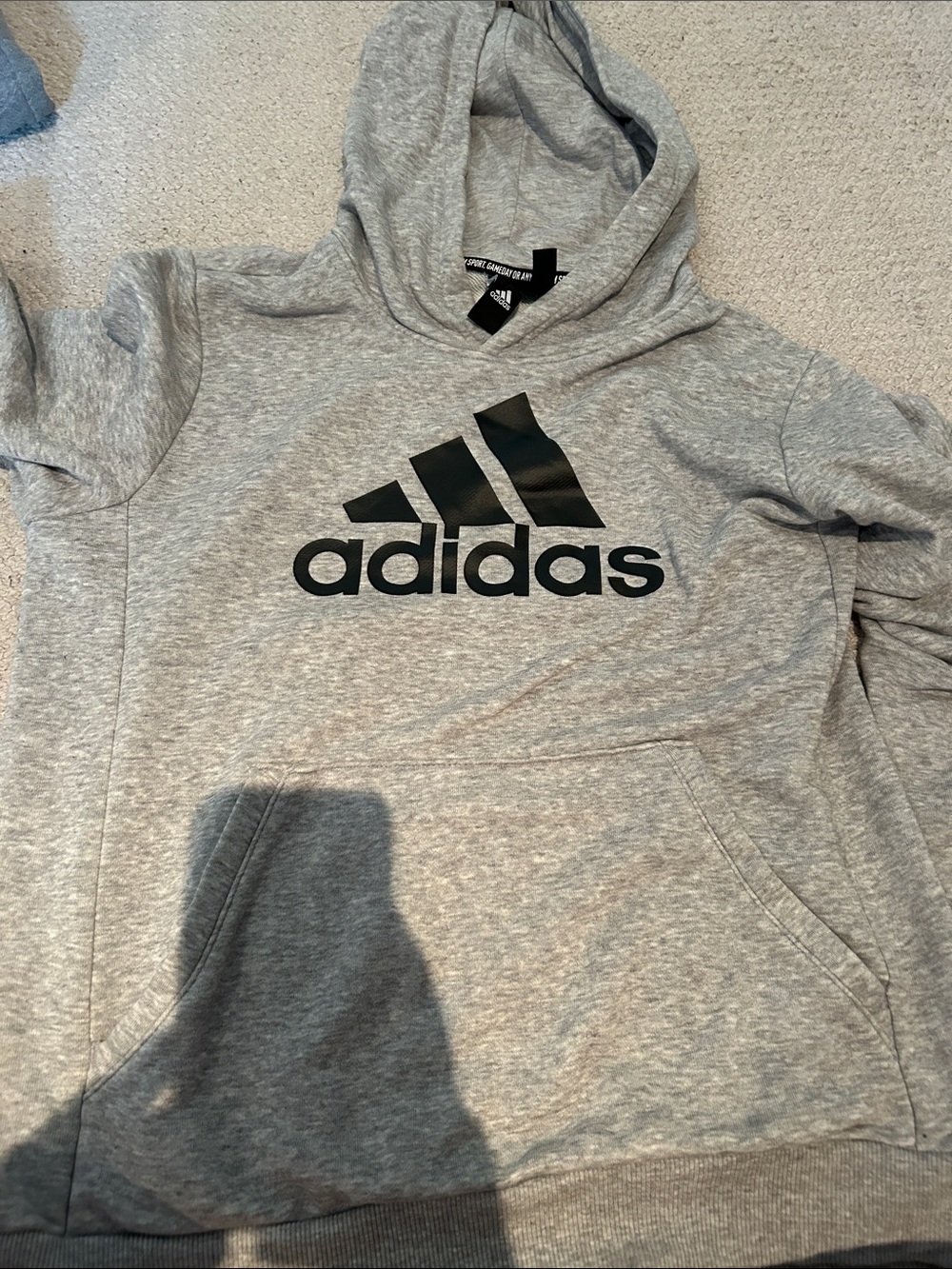 adidas Youth Grey Hoodie with Black Logo